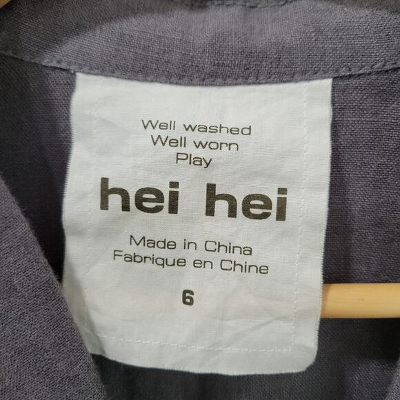 Anthropologie HEI HEI Landmark 3 Button Ruffled 100% Linen Blazer Jacket Size 6 - Picture 7 of 11